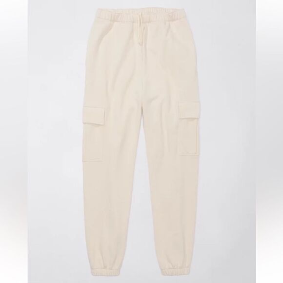 American Eagle Fleece‎ Baggy Cargo Jogger Sz M Beige Unisex NWT IN PACKAGING - Picture 3 of 7